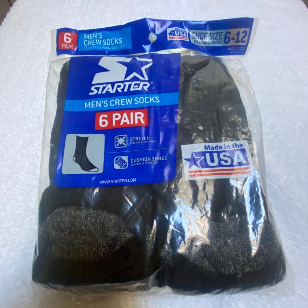 Starter Black Crew Socks (6)